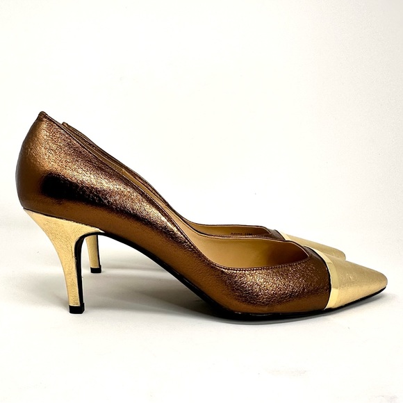 J. Renee Adena Women’s Metalic Gold Stiletto Pumps - Picture 6 of 16